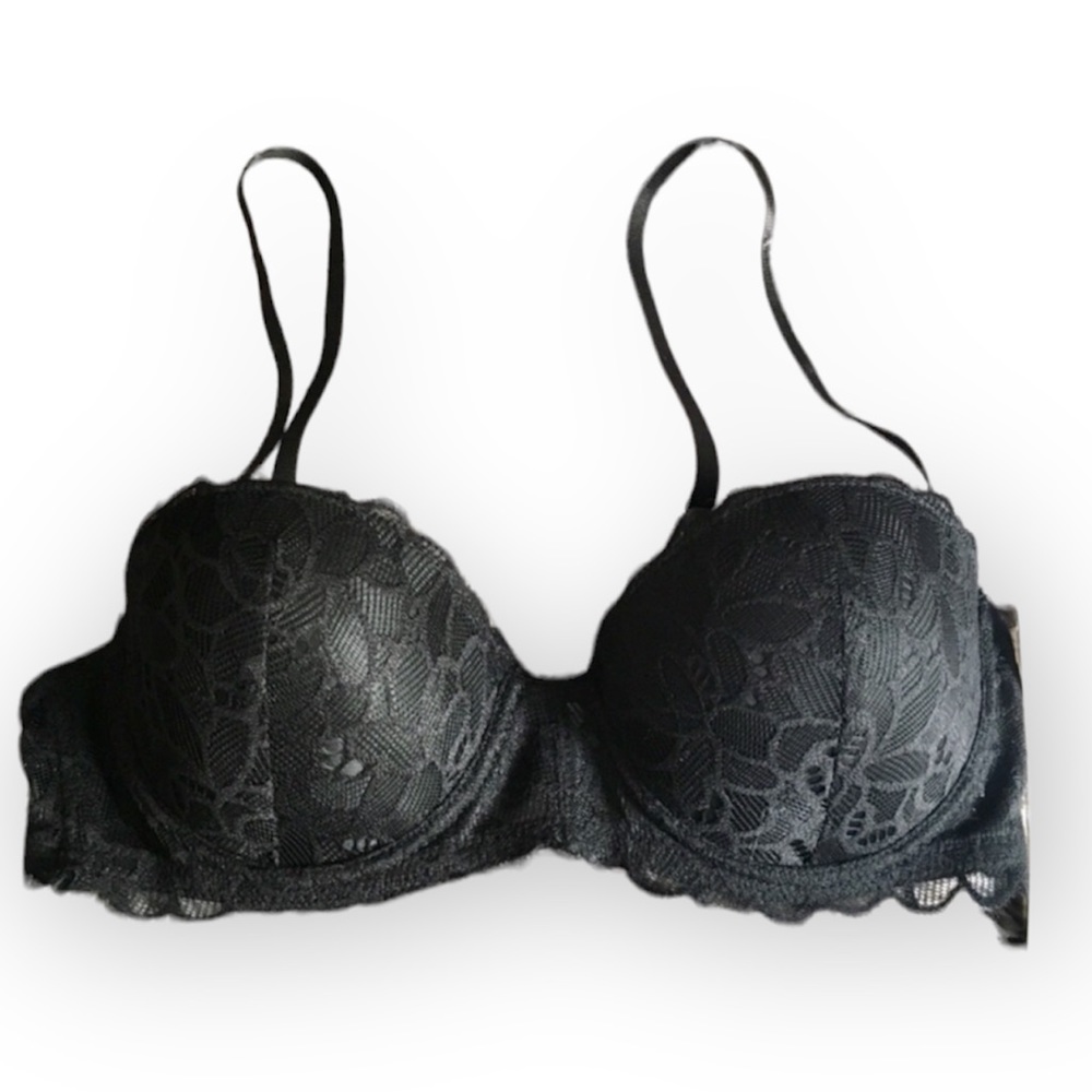 🆕 Nicole Miller Black Lace Convertible Strapless Bra
